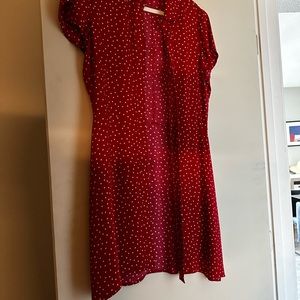 Reformation Size 8 button up dress in red tiny dot print!